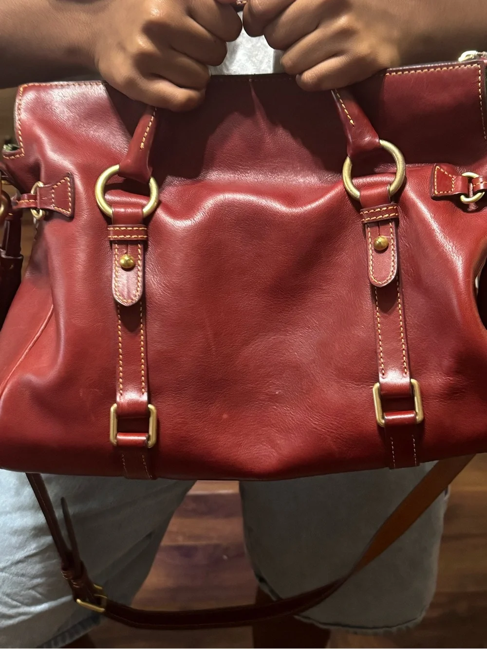 Dooney and Bourke Florentine Bordeaux Leather Satchel Handbag - Women Bags